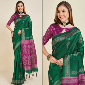 green-digital-printed-bhagalpuri-silk-saree-with-tassels
