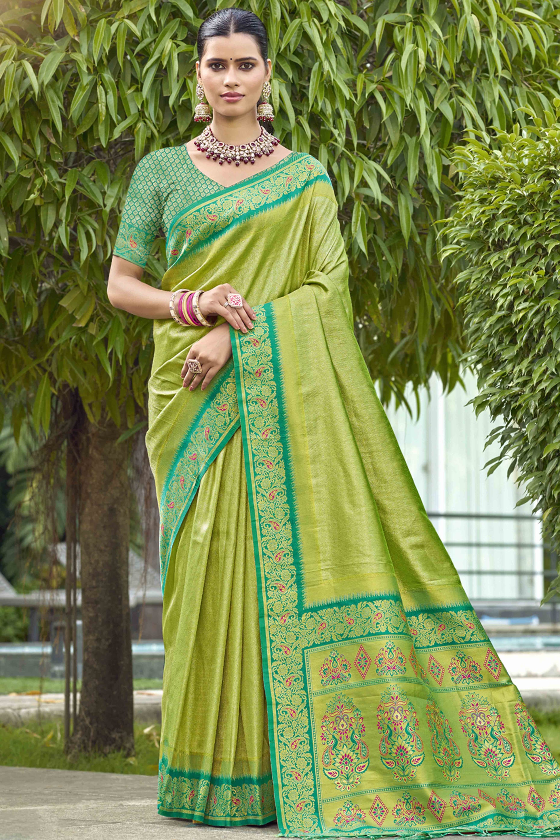 green-zari-weaving-organza-saree
