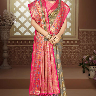 grey-floral-woven-banarasi-silk-saree-with-tassels