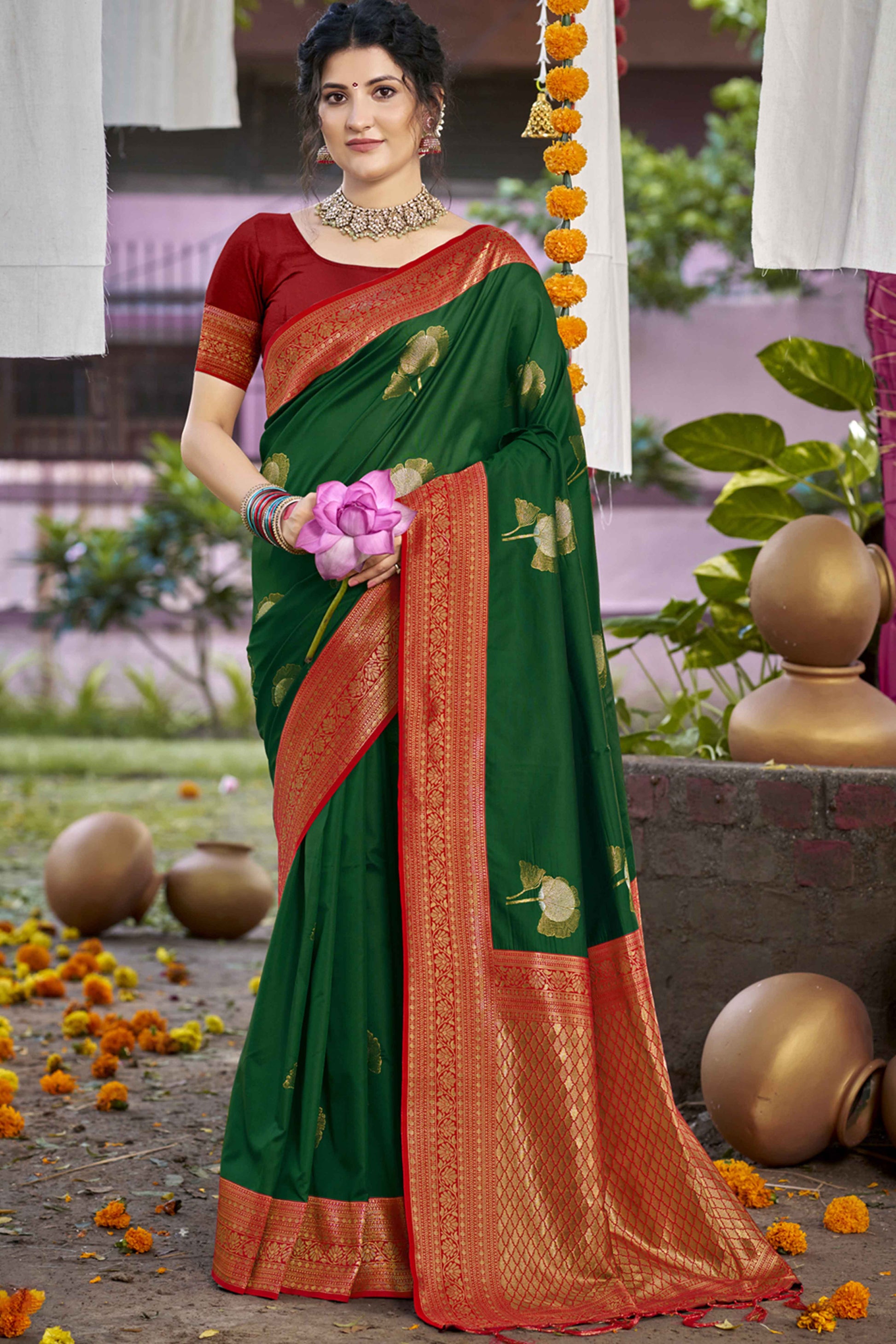 green-floral-woven-banarasi-silk-saree-with-tassels-21