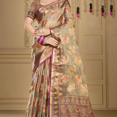 grey-floral-woven-organza-saree-with-tassels-3