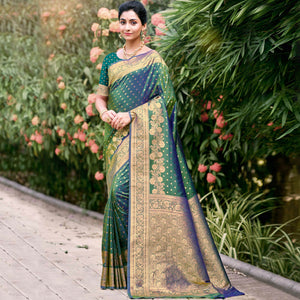 green-floral-woven-banarasi-silk-saree-with-tassels-11