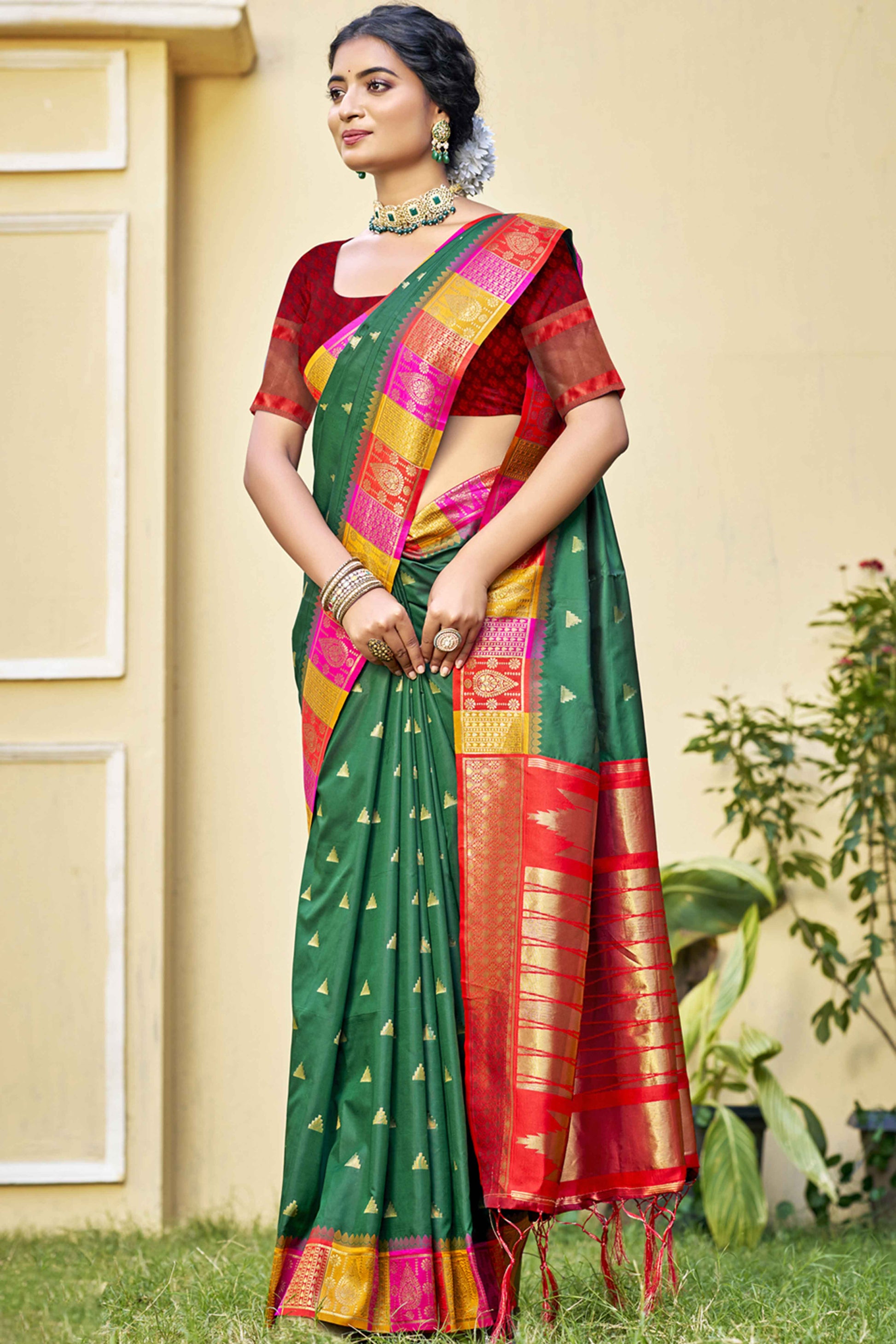 green-woven-banarasi-silk-saree-with-tassels-21