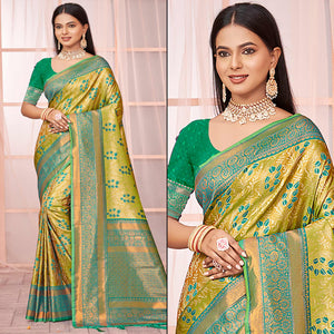 green-floral-woven-kanjivaram-silk-saree-with-tassels-3