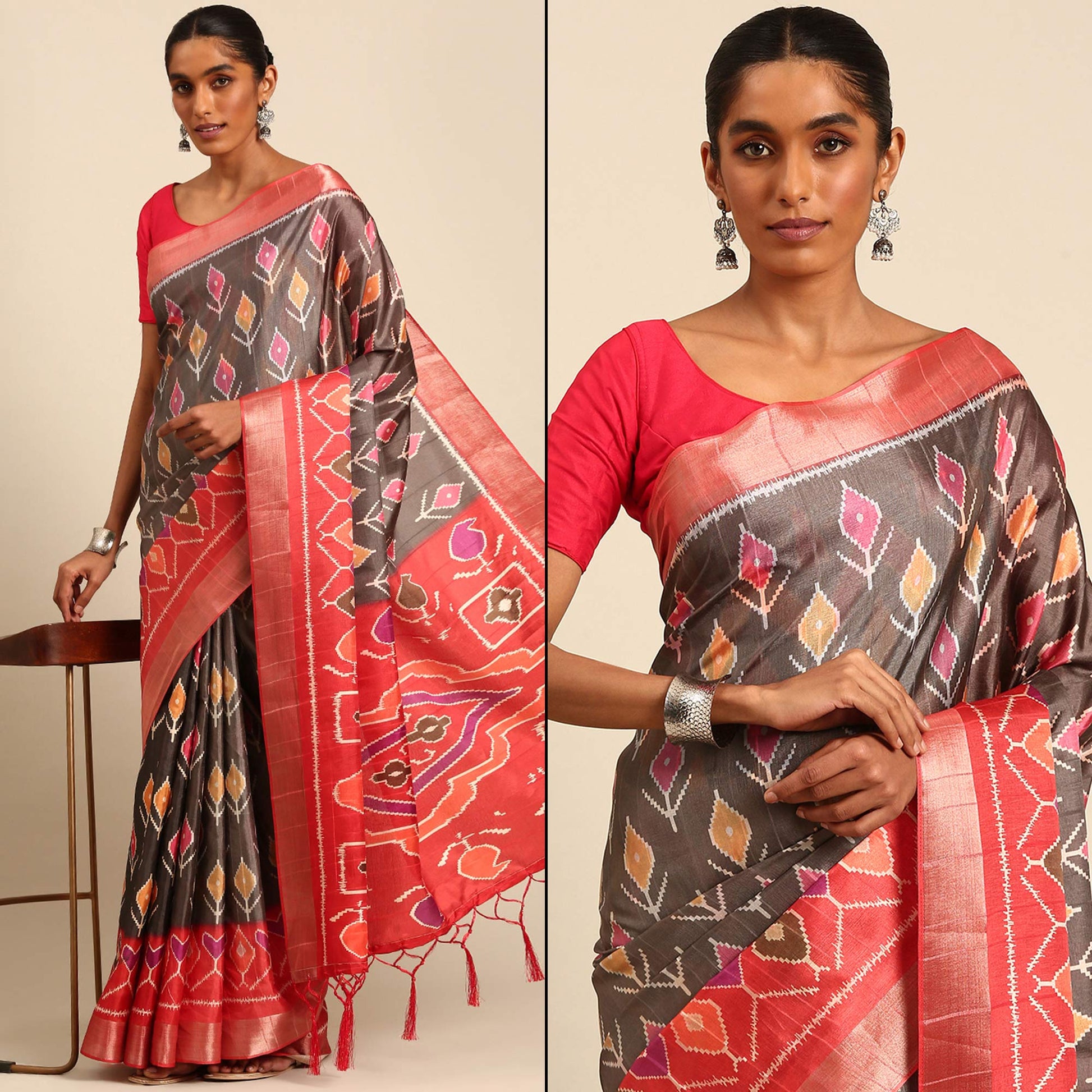 grey-digital-printed-cotton-blend-saree-with-woven-border