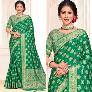 green-floral-woven-cotton-silk-saree-with-tassels-2