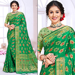 green-floral-woven-cotton-silk-saree-with-tassels-3