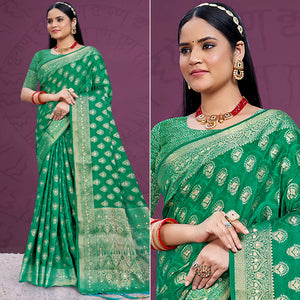 green-floral-woven-cotton-silk-saree-with-tassels-5