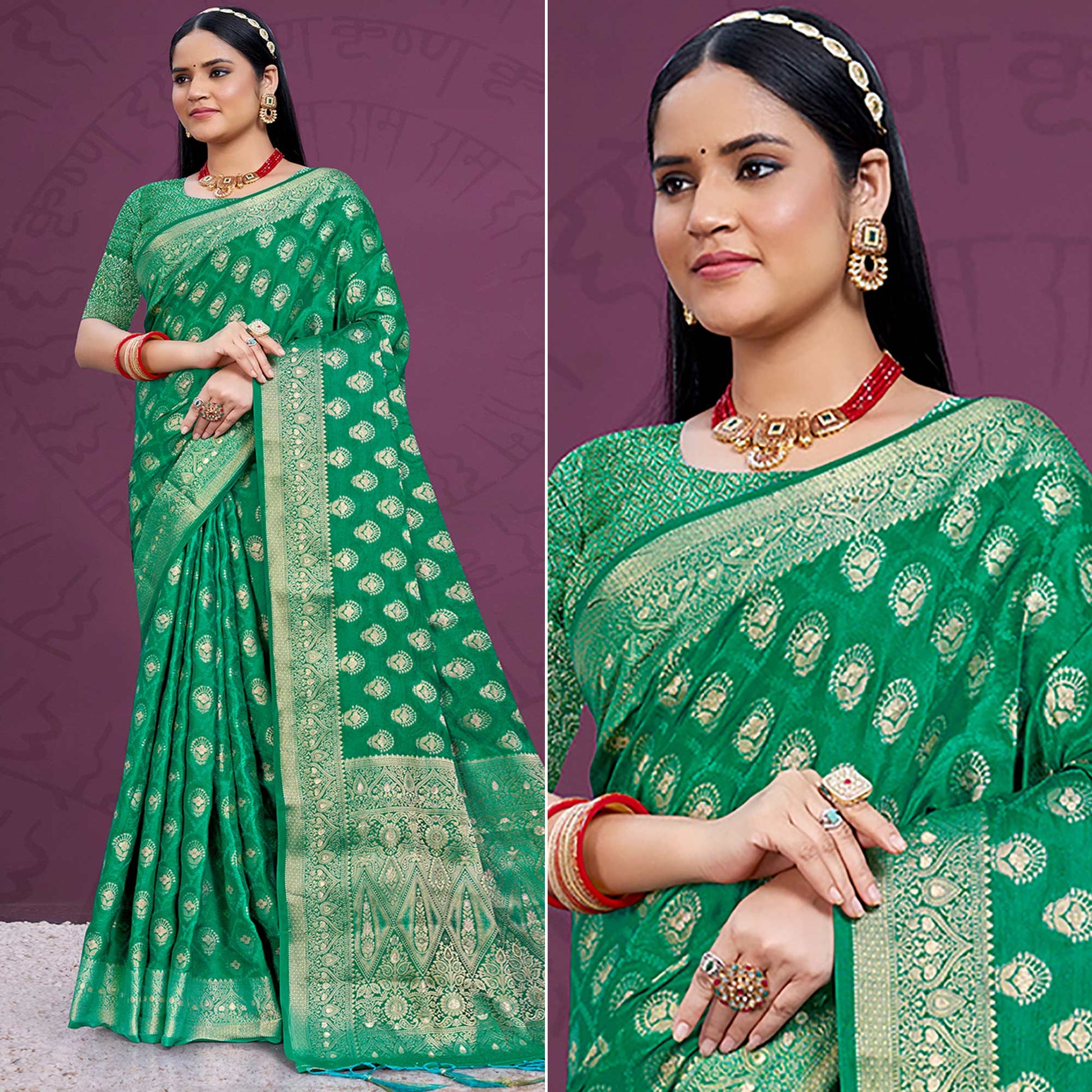 green-floral-woven-cotton-silk-saree-with-tassels-5