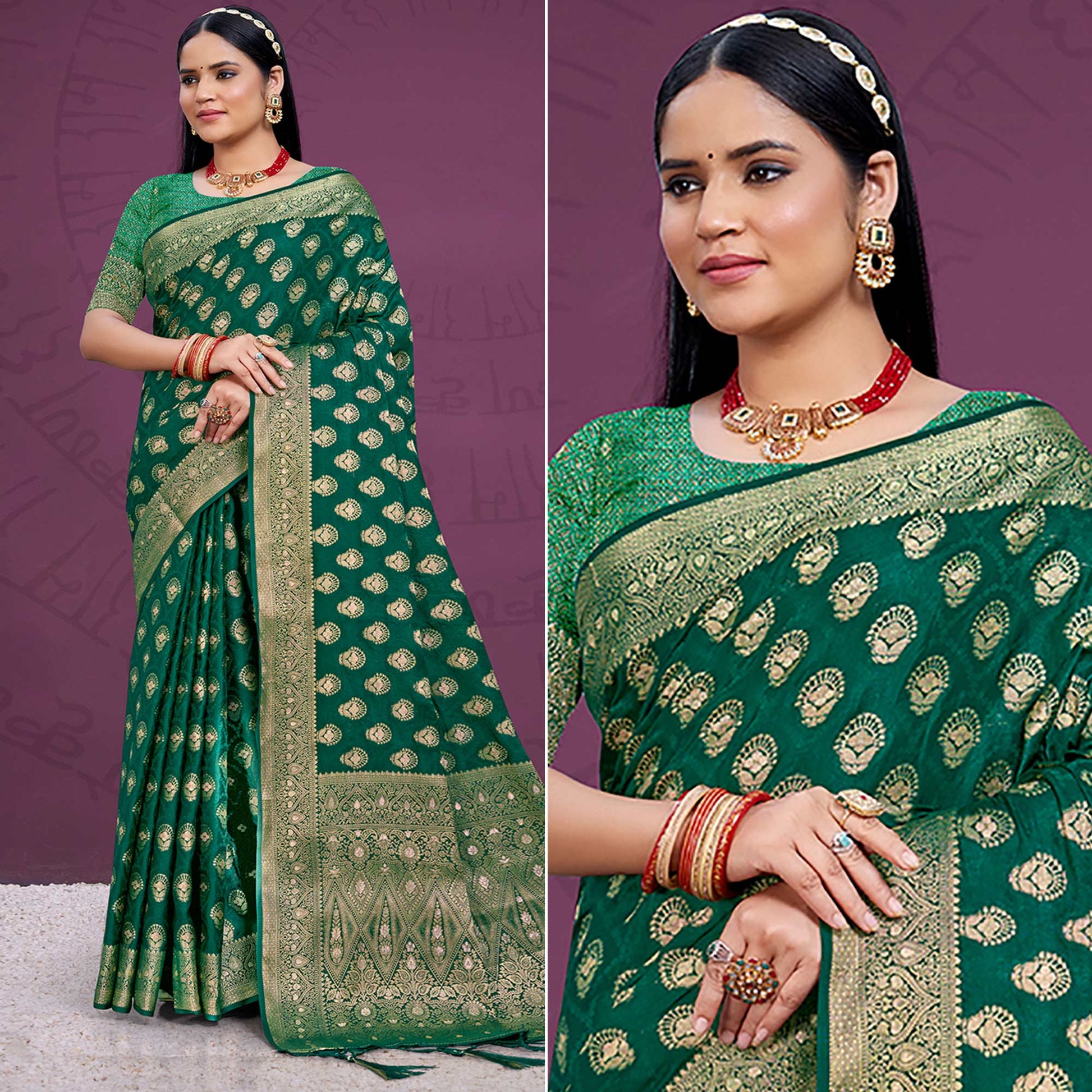 green-floral-woven-cotton-silk-saree-with-tassels-6