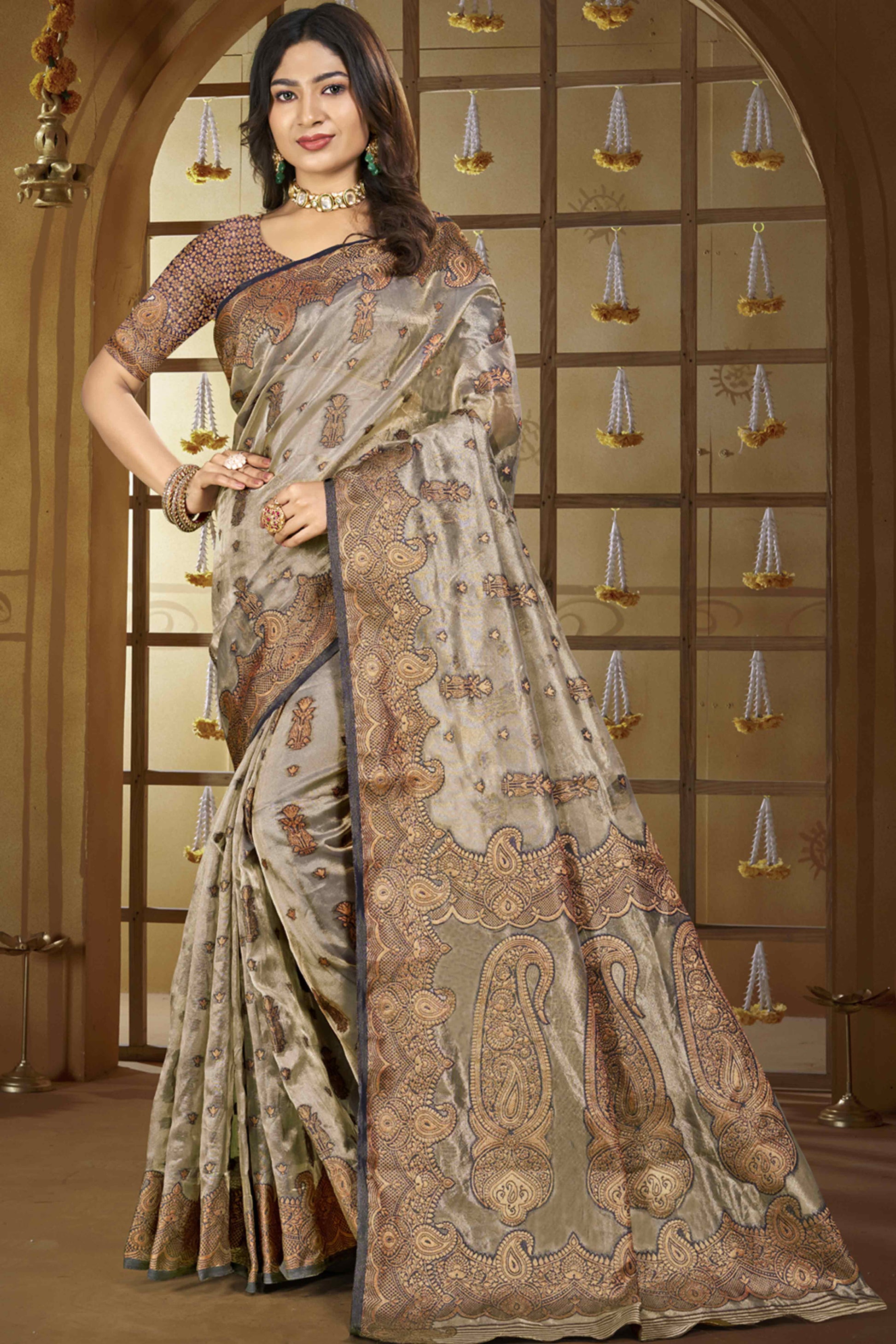 grey-paisley-pattern-woven-organza-silk-saree