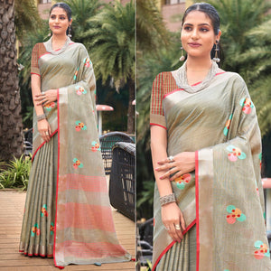 grey-floral-embroidered-linen-saree-with-tassels