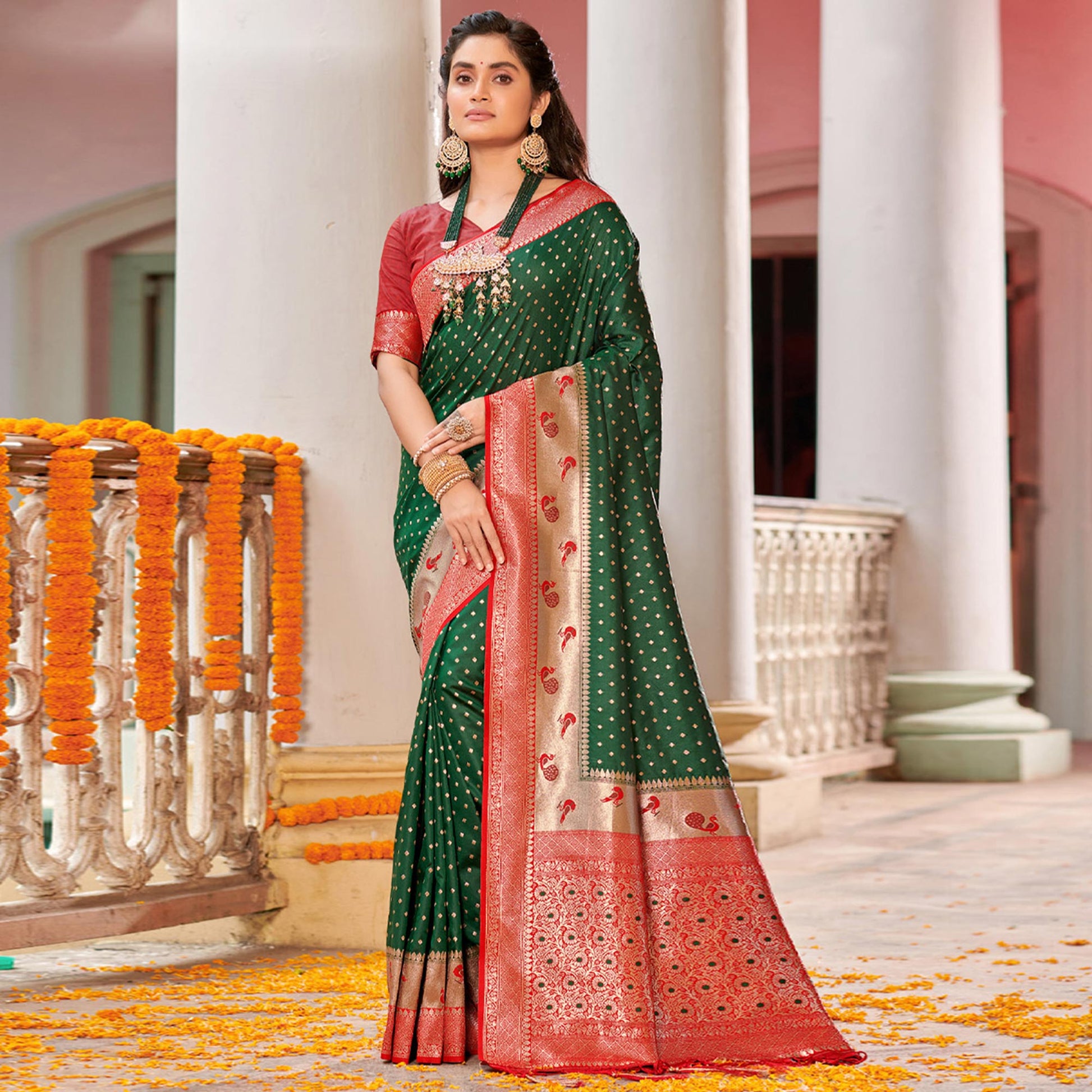 green-woven-banarasi-silk-saree-with-tassels-11