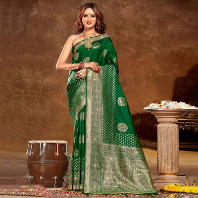 green-floral-woven-banarasi-silk-saree-with-tassels-3