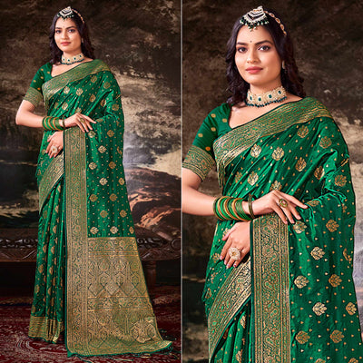 green-floral-woven-banarasi-silk-saree-with-tassels-8