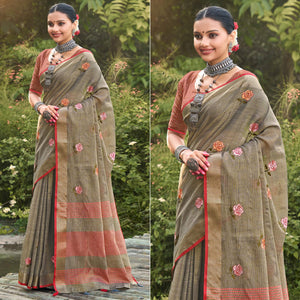 grey-floral-embroidered-linen-saree-with-tassels-1