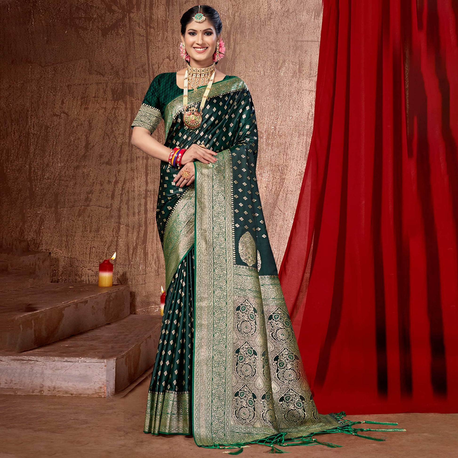 green-woven-banarasi-silk-saree-with-tassels-8