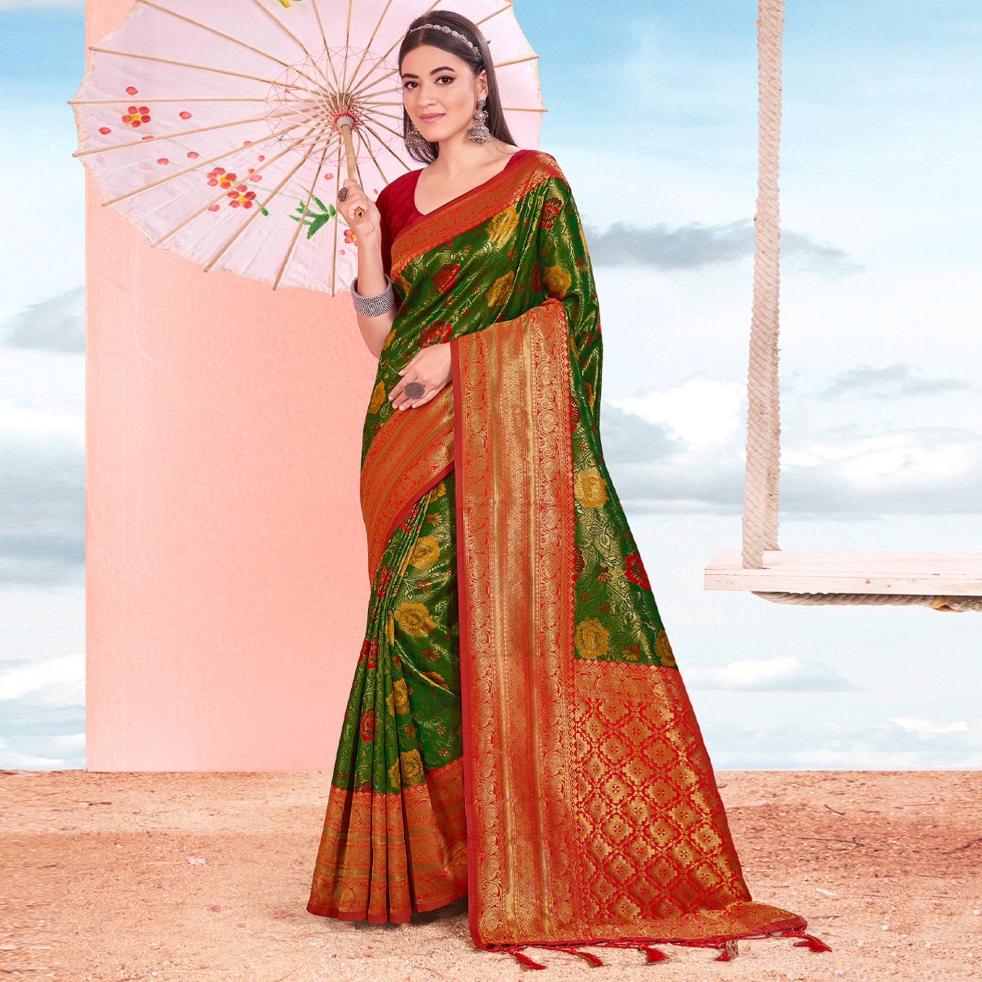 green-floral-woven-kanjivaram-silk-saree
