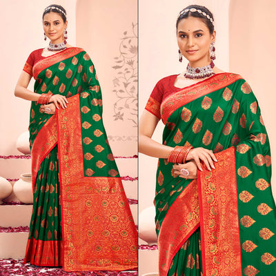 green-floral-woven-kanjivaram-silk-saree-with-tassels-1