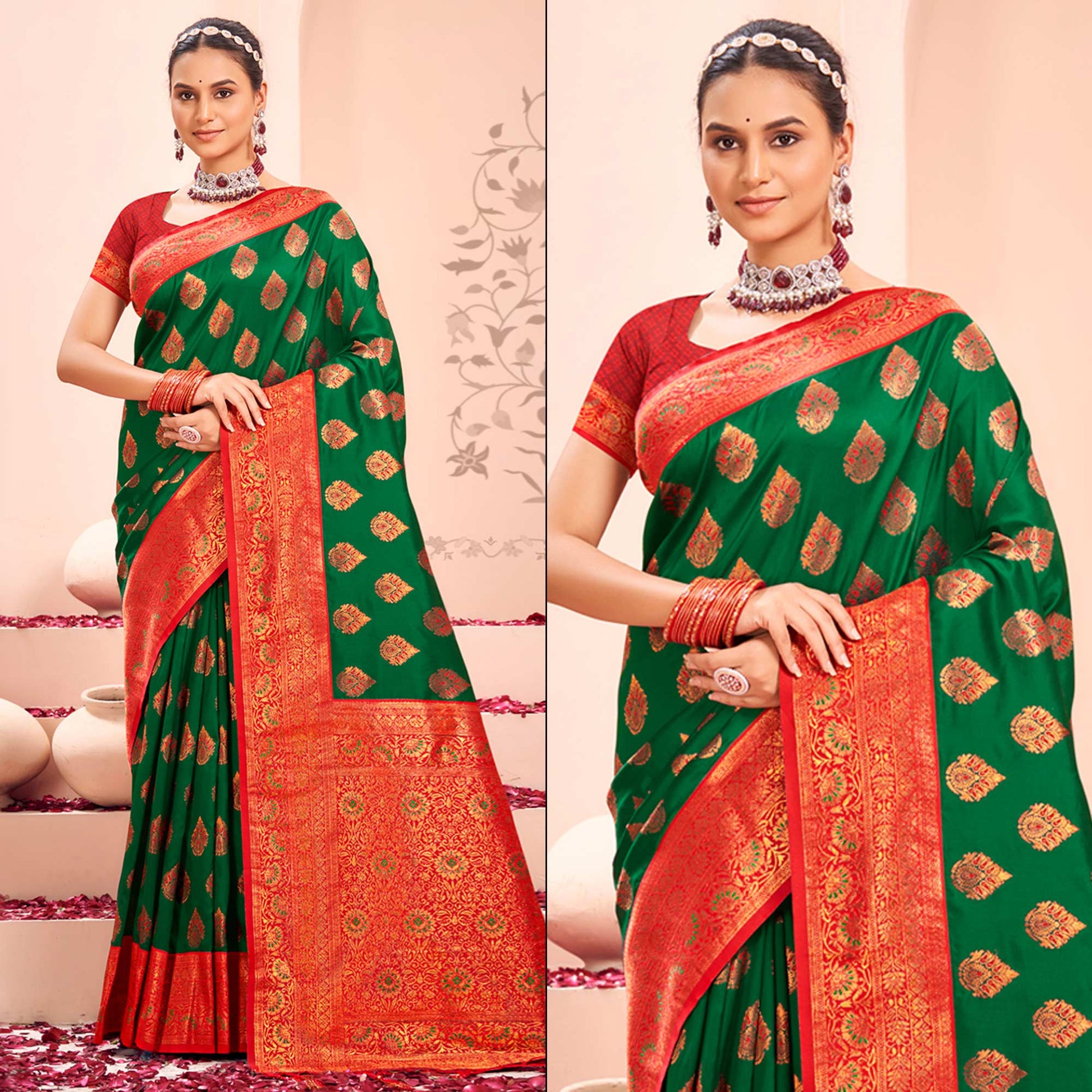 green-floral-woven-kanjivaram-silk-saree-with-tassels-1