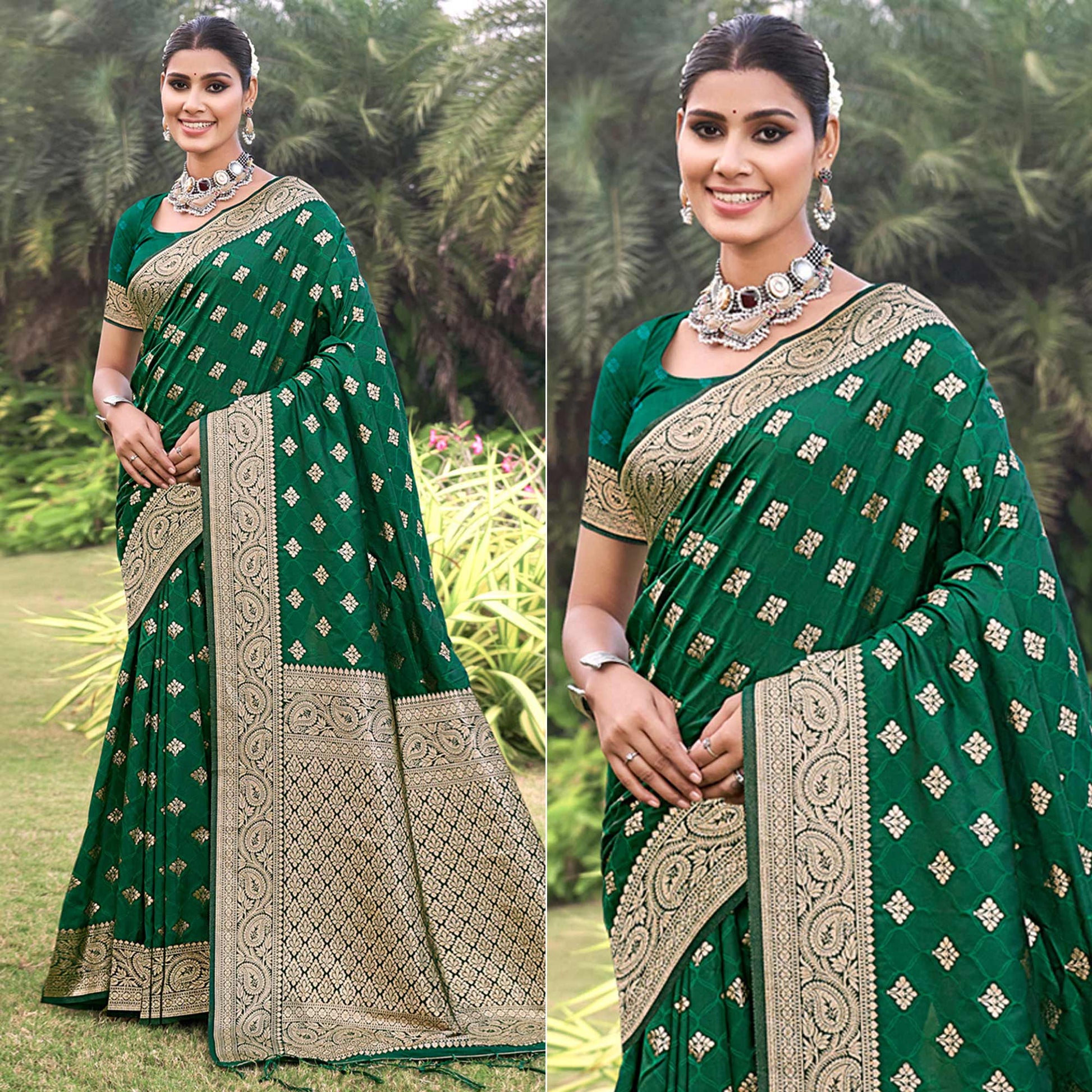 28green-floral-woven-kanjivaram-silk-saree-with-tassels