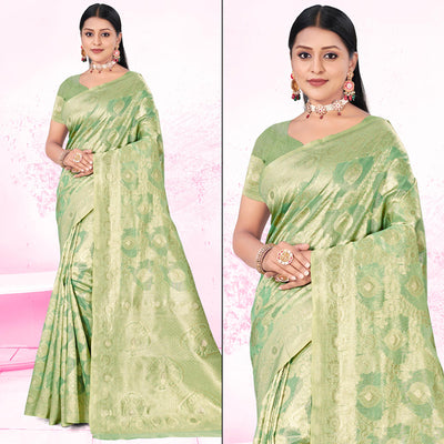 green-woven-cotton-blend-saree-1