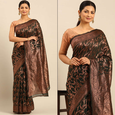 green-floral-woven-cotton-silk-saree-2