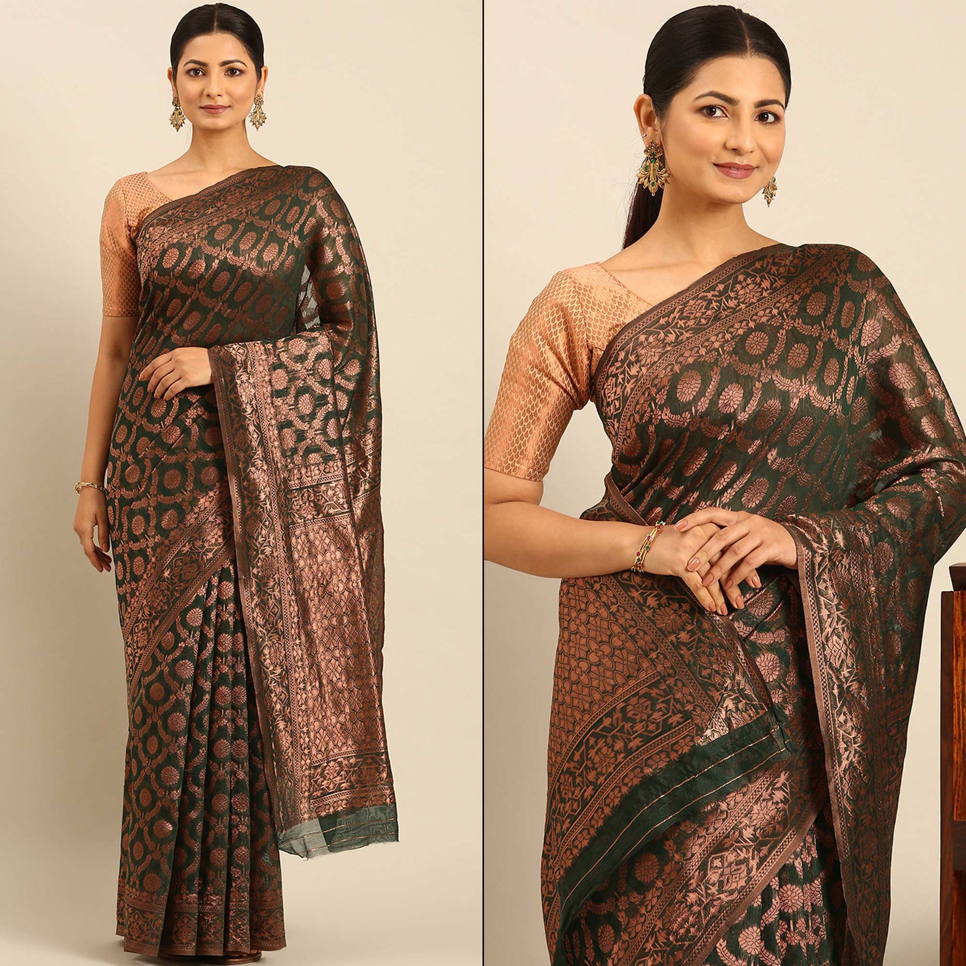 green-floral-woven-cotton-silk-saree-3