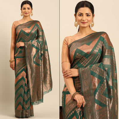 green-floral-woven-cotton-silk-saree-4