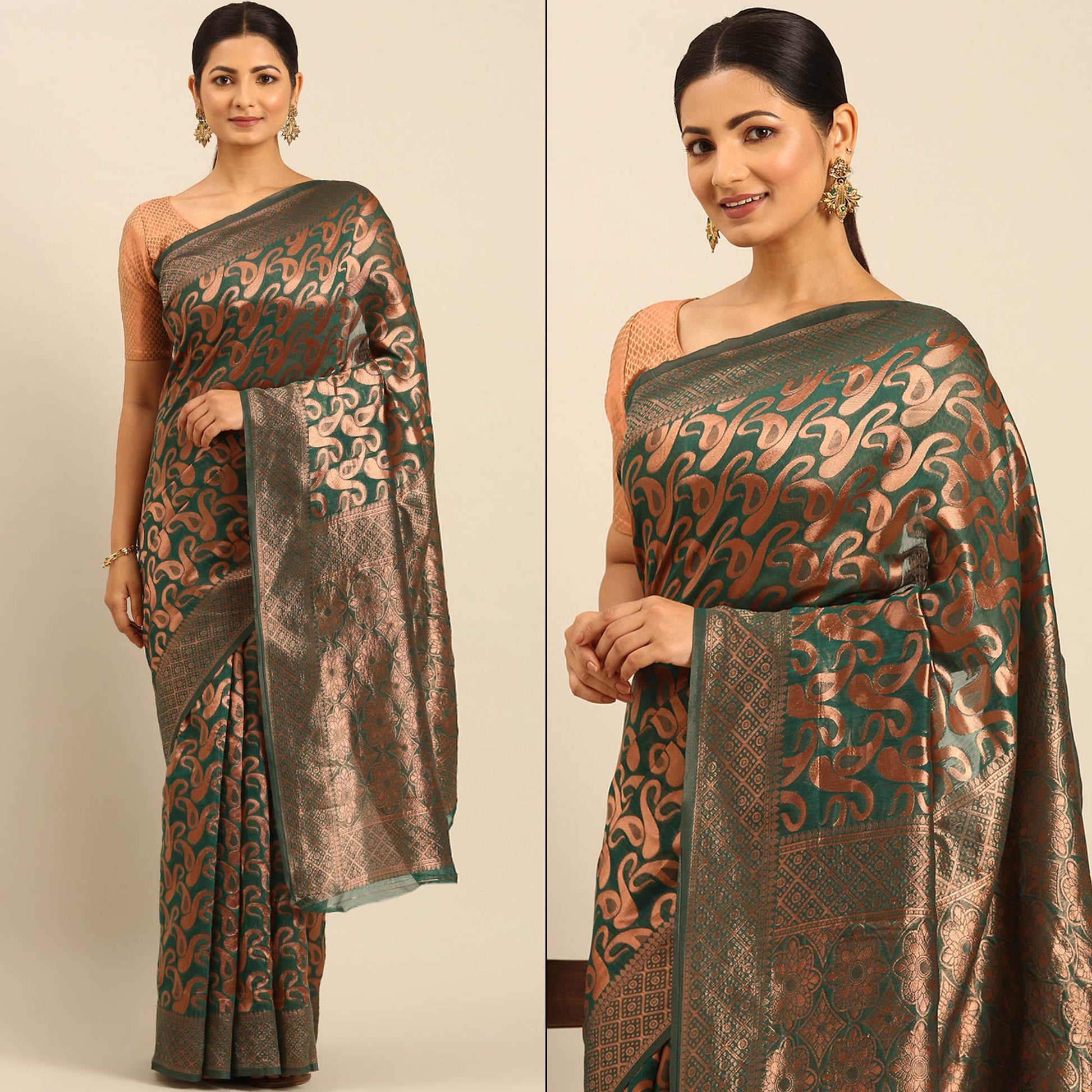 green-floral-woven-cotton-silk-saree-7