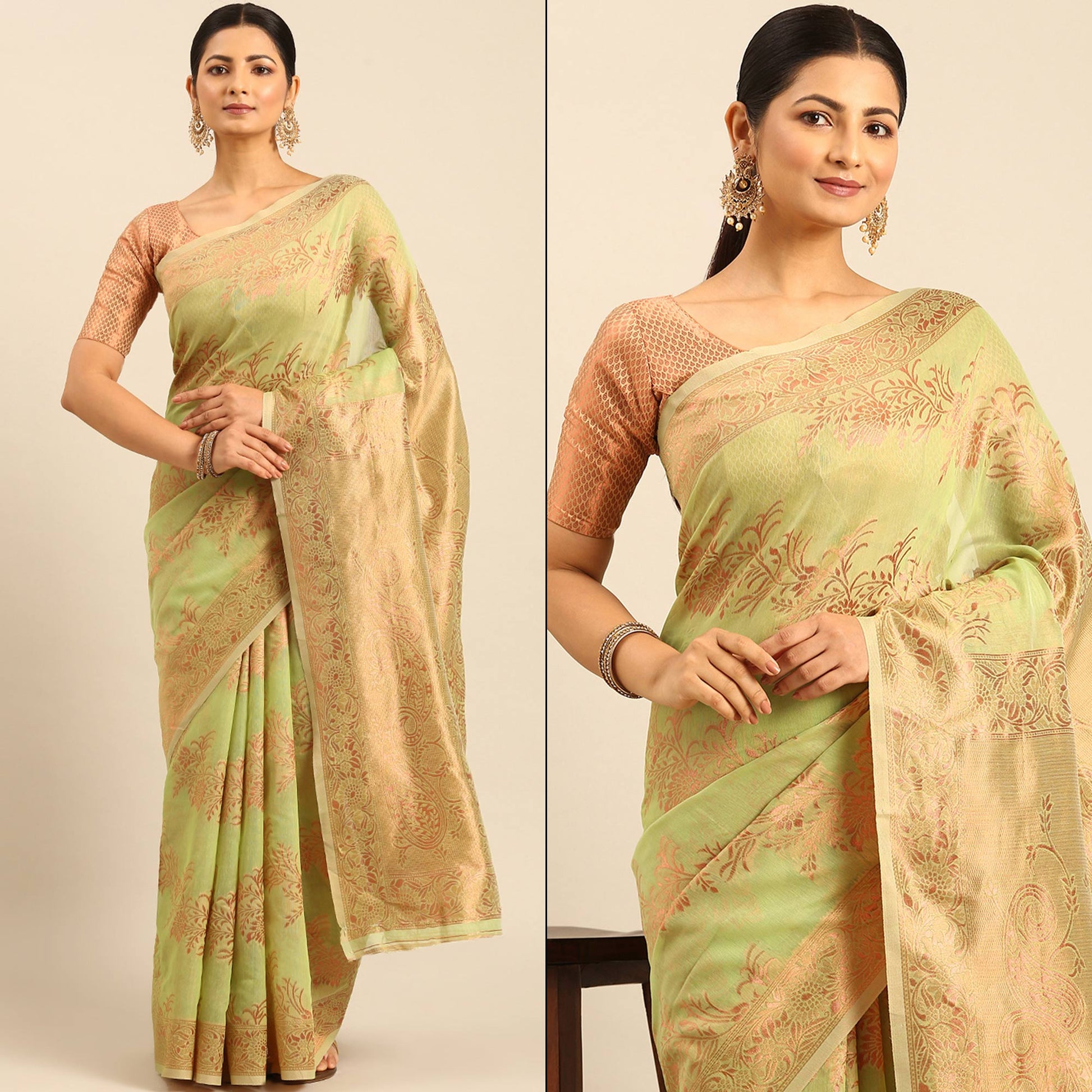 green-floral-woven-cotton-silk-saree-9