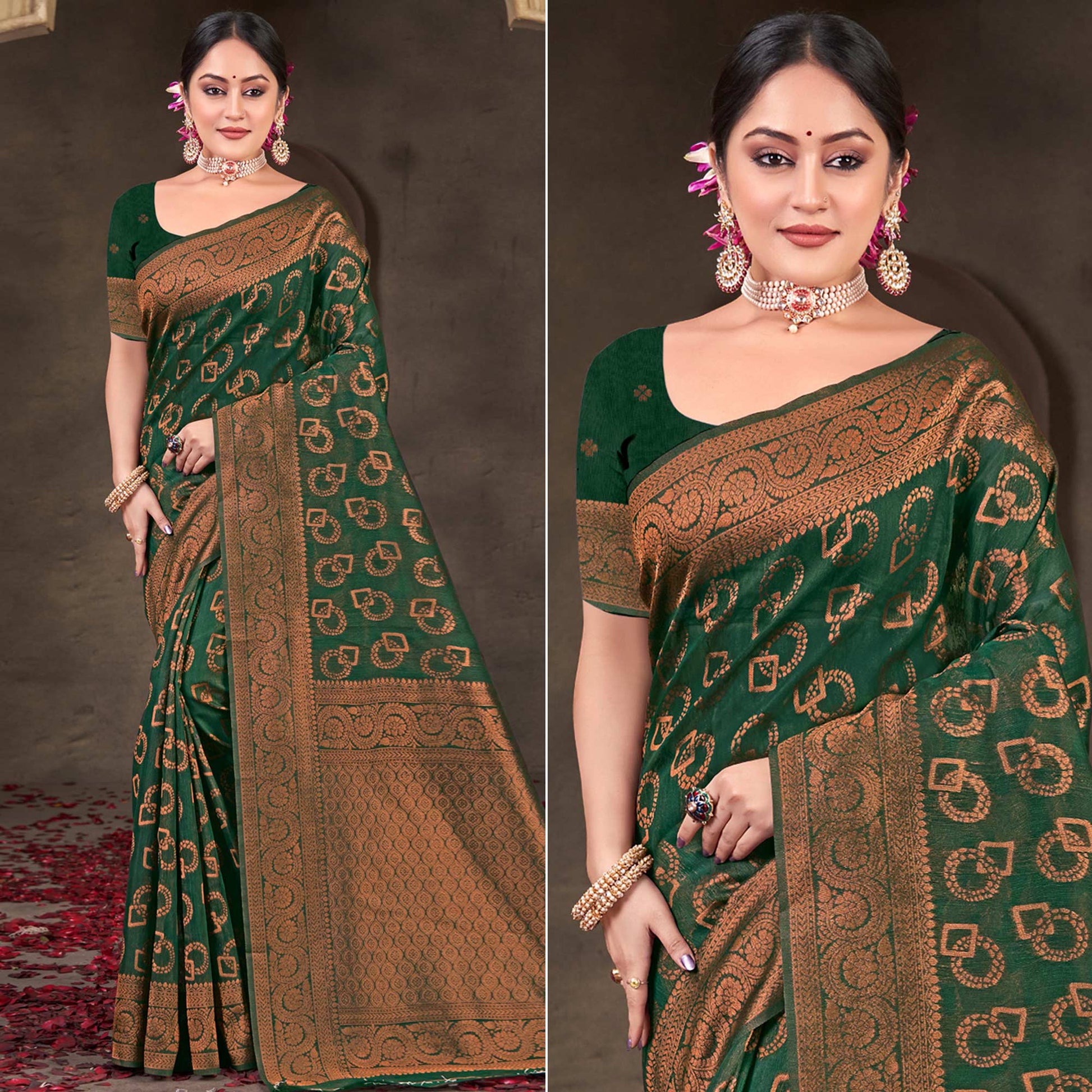 green-woven-printed-cotton-silk-saree