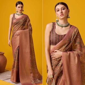 Mauve Digital Printed Cotton Silk Saree With Border