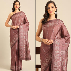 Dusty Rose Pink Digital Print Cotton Saree