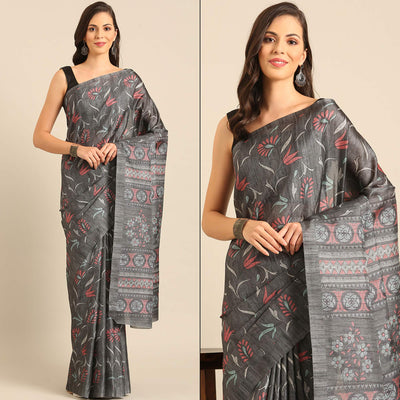 grey-floral-digital-printed-cotton-blend-saree