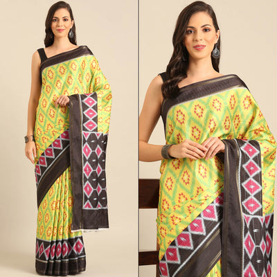 green-digital-patola-printed-cotton-blend-saree