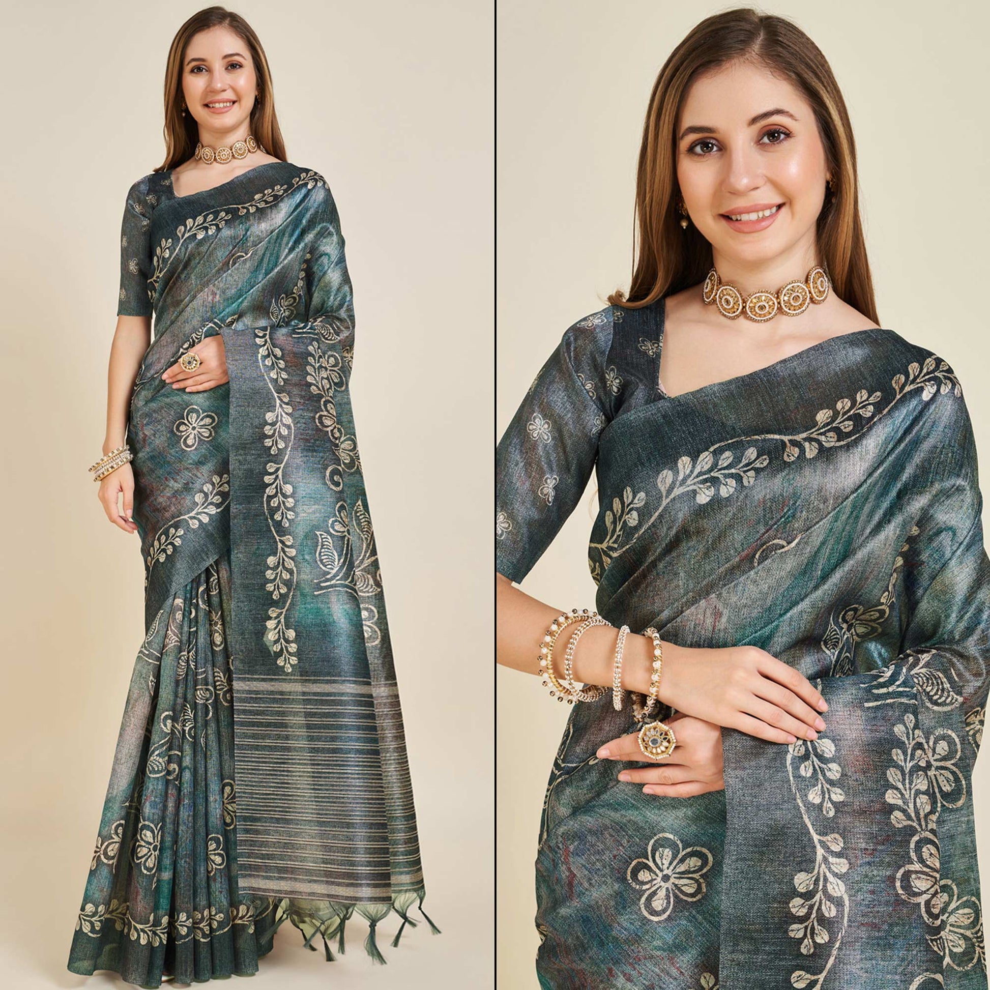 grey-digital-printed-bhagalpuri-silk-saree-with-tassels-1