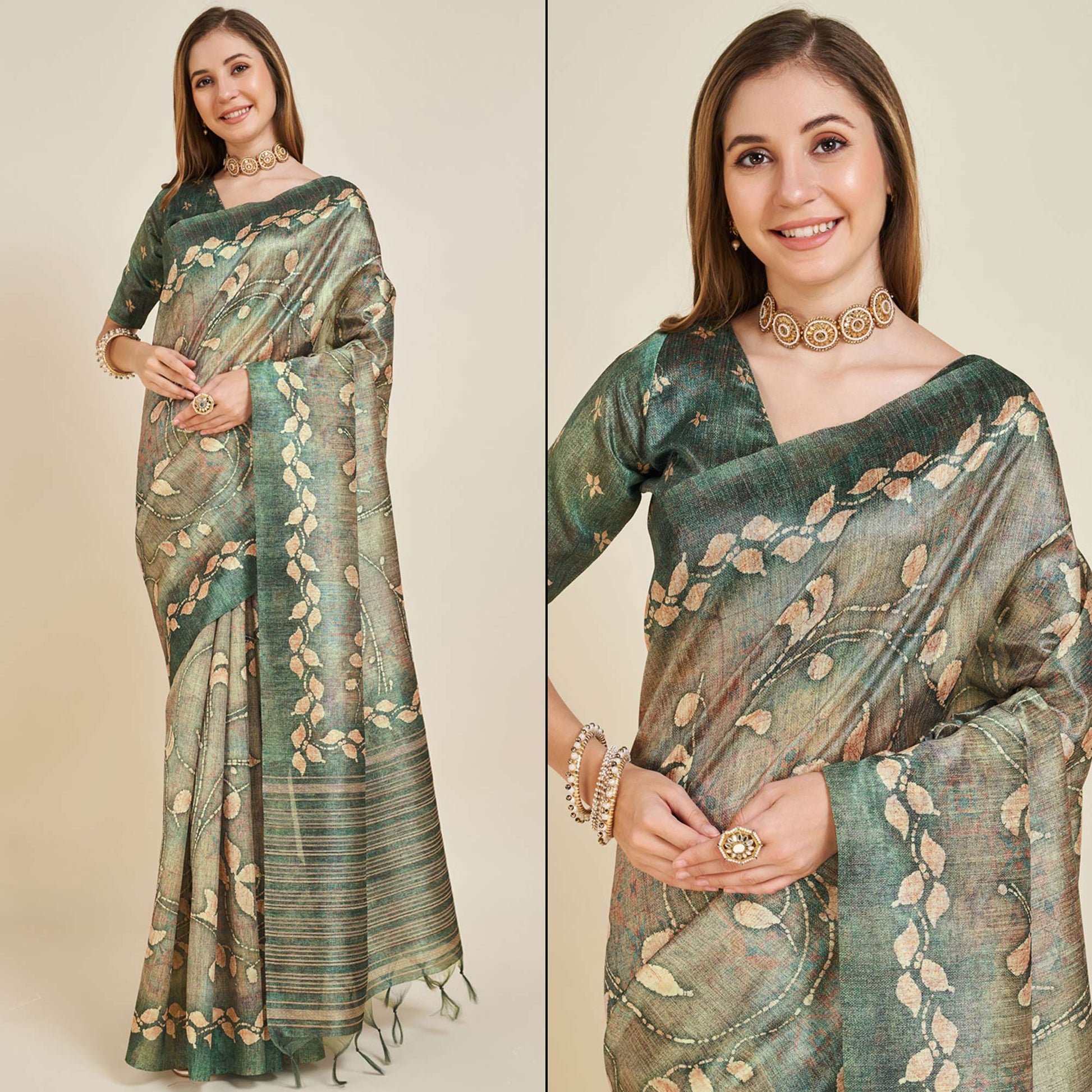 green-digital-printed-bhagalpuri-silk-saree-with-tassels-2