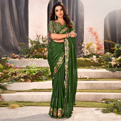 2green-floral-foil-printed-chiffon-saree-with-tassels