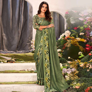 4green-floral-foil-printed-chiffon-saree-with-tassels