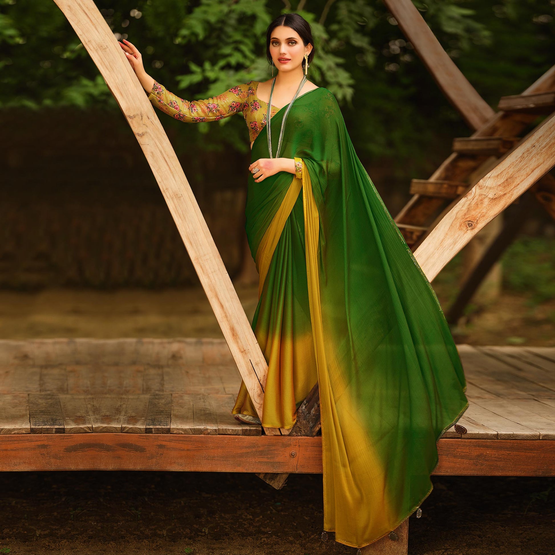 green-mustard-printed-with-swarovski-work-chiffon-ombre-saree