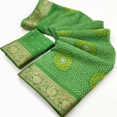 green-bandhani-printed-chiffon-saree-10