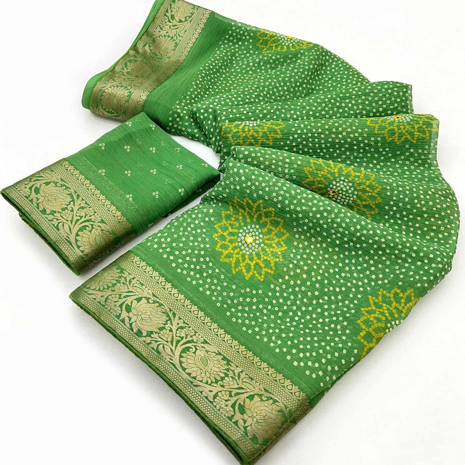 green-bandhani-printed-chiffon-saree-10