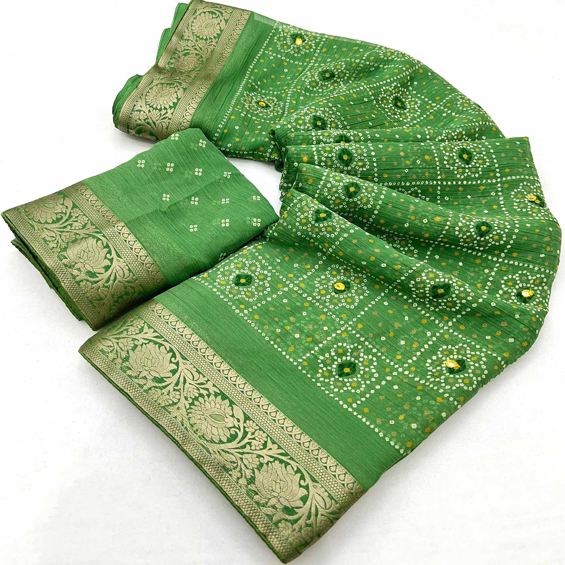 green-bandhani-printed-chiffon-saree-11