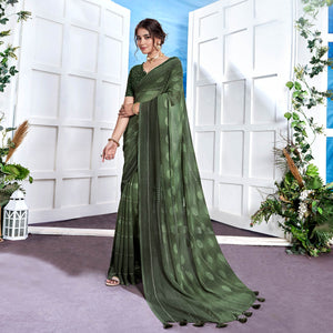 green-woven-fancy-fabric-saree-with-tassels