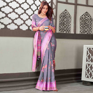 27grey-floral-printed-cotton-blend-saree-with-jacquard-border