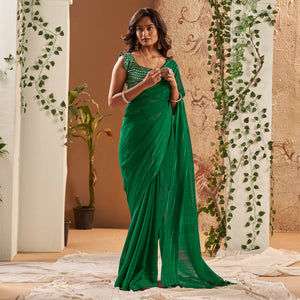 green-woven-georgette-saree-with-tassels-3
