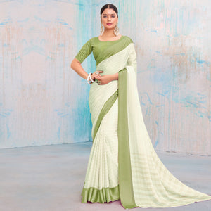 green-printed-chiffon-saree-with-weaving-border
