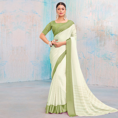 green-printed-chiffon-saree-with-weaving-border