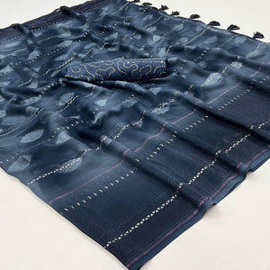 Blue Woven Georgette Saree